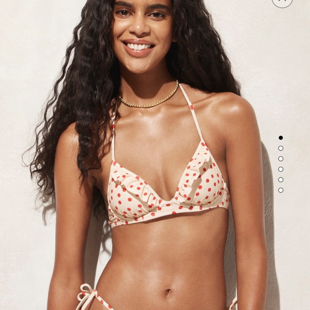Polka dot bikini top, 32C NWT